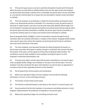 Page 58: If the permit space poses no actual or potential atmospheric hazards and if all hazards…