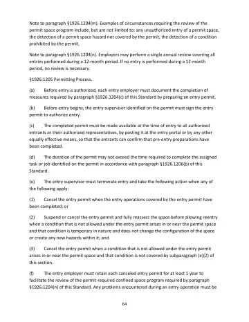 Page 64: Note to paragraph §1926.1204(m). Examples of circumstances requiring the review of the…