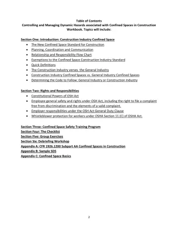 Page 2: Table of Contents