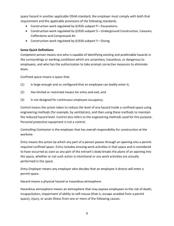 Page 8: space hazard in another applicable OSHA standard, the employer must comply with both that…