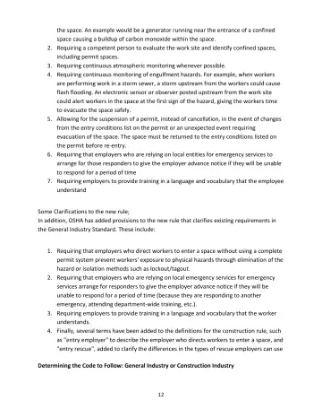 Page 12: the space. An example would be a generator running near the entrance of a confined space…