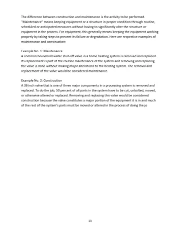 Page 13: The difference between construction and maintenance is the activity to be performed. …