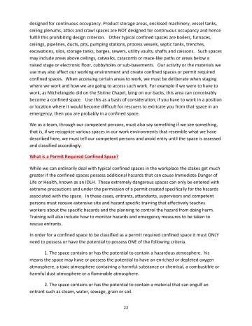 Page 22: designed for continuous occupancy. Product storage areas, enclosed machinery, vessel…