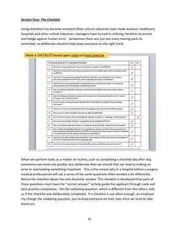 Page 35: Section Four: The Checklist