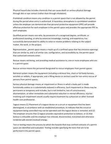 Page 53: Physical hazard also includes chemicals that can cause death or serious physical damage…