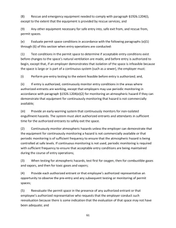 Page 61: Rescue and emergency equipment needed to comply with paragraph §1926.1204(i), except to…
