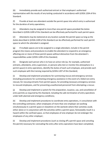 Page 62: Immediately provide each authorized entrant or that employee’s authorized representative…