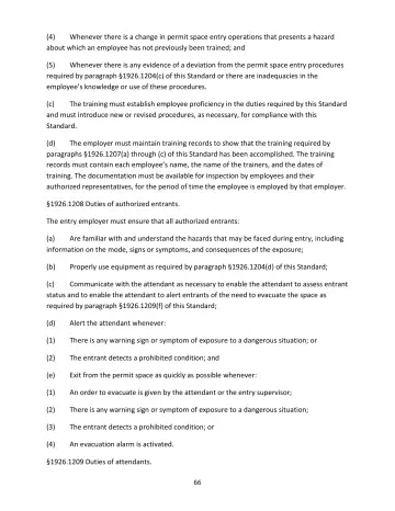 Page 66: Whenever there is a change in permit space entry operations that presents a hazard about…