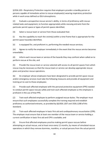 Page 69: §1926.103—Respiratory Protection requires that employers provide a standby person or…