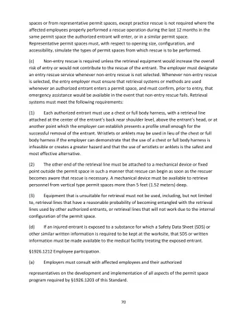 Page 70: spaces or from representative permit spaces, except practice rescue is not required where…