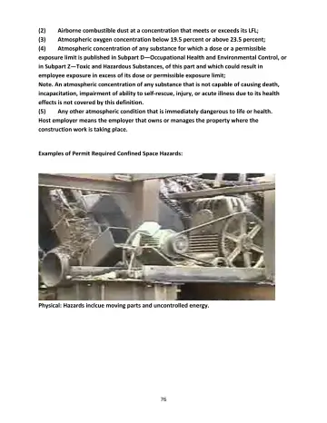 Page 76: Airborne combustible dust at a concentration that meets or exceeds its LFL; Atmospheric…
