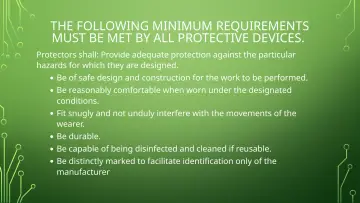 Slide 5: THE FOLLOWING MINIMUM REQUIREMENTS MUST BE MET BY ALL PROTECTIVE DEVICES.