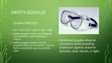 Slide 9: SAFETY GOGGLES