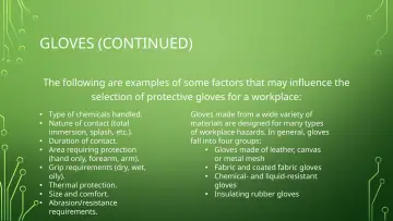 Slide 30: GLOVES (CONTINUED)