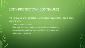 Slide 33: BODY PROTECTION (CONTINUED)