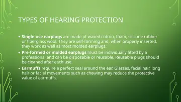 Slide 39: TYPES OF HEARING PROTECTION