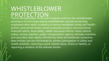 Slide 62: WHISTLEBLOWER PROTECTION