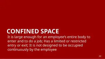 Slide 22: CONFINED SPACE
