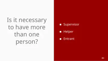 Slide 80: Is it necessary to have more than one person?