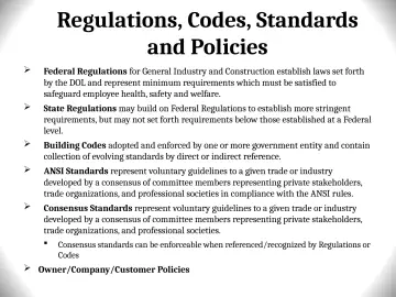 Slide 36: Regulations, Codes, Standards and Policies