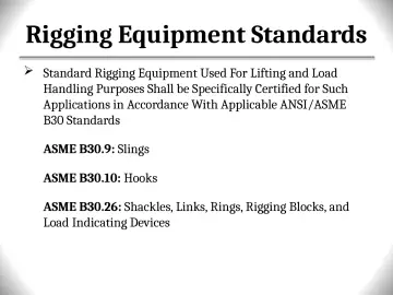Slide 37: Rigging Equipment Standards