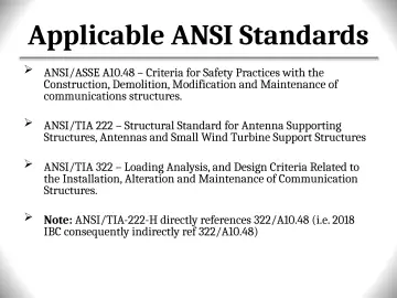 Slide 38: Applicable ANSI Standards