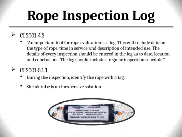 Slide 62: Rope Inspection Log