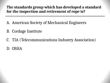 Slide 94: The standards group which has developed a standard for the inspection and retirement of…