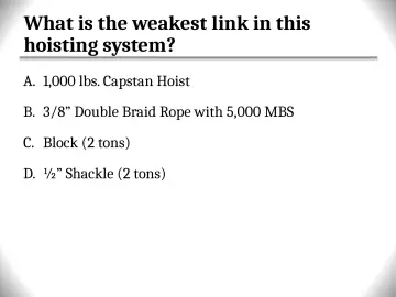 Slide 97: What is the weakest link in this hoisting system?