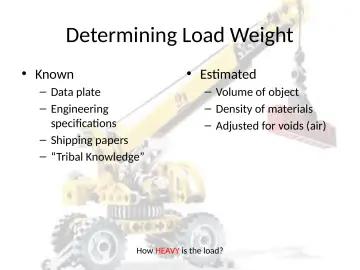 Slide 44: Determining Load Weight