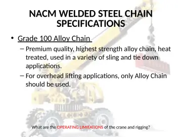 Slide 59: NACM WELDED STEEL CHAIN SPECIFICATIONS