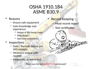 Slide 80: OSHA 1910.184 ASME B30.9