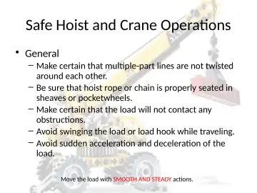 Slide 124: Safe Hoist and Crane Operations