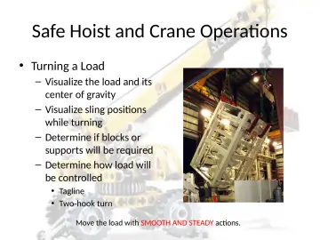 Slide 129: Safe Hoist and Crane Operations