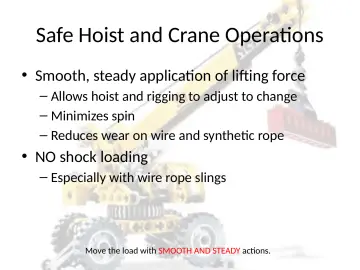 Slide 130: Safe Hoist and Crane Operations