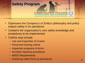 Slide 20: Safety Program