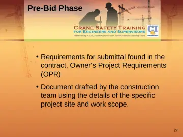 Slide 27: Pre-Bid Phase