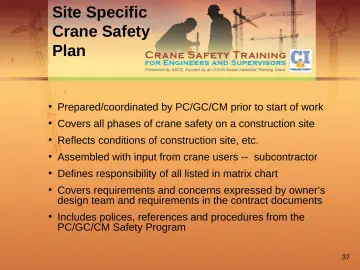 Slide 37: Site Specific Crane Safety Plan