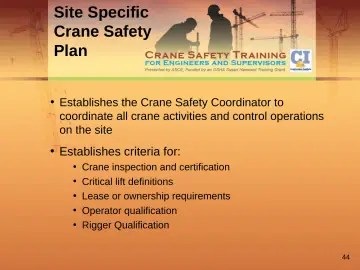 Slide 44: Site Specific Crane Safety Plan