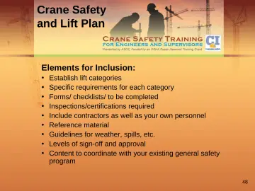 Slide 48: Crane Safety and Lift Plan