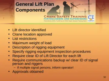 Slide 50: General Lift Plan Components