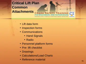 Slide 55: Critical Lift Plan Common Attachments