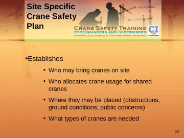 Slide 58: Site Specific Crane Safety Plan