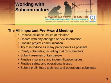 Slide 74: Working with Subcontractors