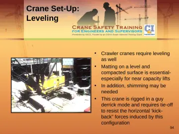 Slide 94: Crane Set-Up: Leveling