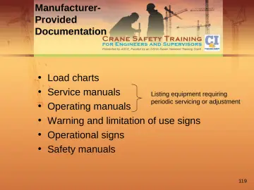 Slide 119: Manufacturer- Provided Documentation