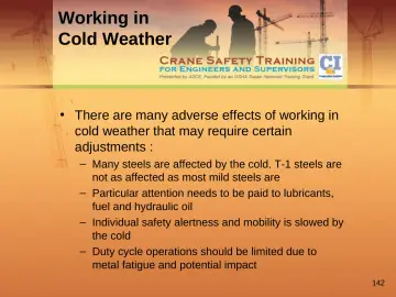 Slide 142: Working in Cold Weather