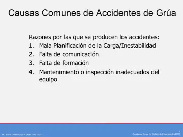 Slide 7: Causas Comunes de Accidentes de Grúa