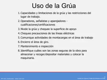 Slide 16: Uso de la Grúa