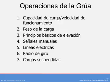 Slide 17: Operaciones de la Grúa